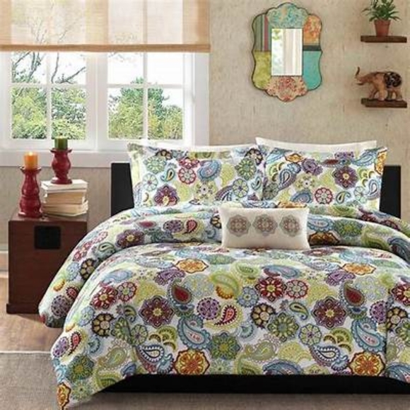 Mi Zone Asha Printed Paisley Multi 4pc Full / Queen Comforter Set - Picture 2 of 7